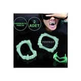 Toyfest Cadılar Bayramı &Halloween Parti Kostüm Aksesuarı 2 ADET Karanlıkta Parlayan Vampir Neon Glow Dişlik