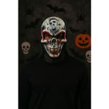 Toyfest Cadılar Bayramı Kuru Kafa Maske Korkunç İskelet Kurukafa Tasarımlı Siyah Tüllü Kan Desenli Maske