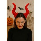 Toyfest Cadılar Bayramı Malefiz Maleficent Kırmızı Boynuzlu Taç Kostüm Aksesuarı