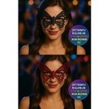 Toyfest Çift Taraflı Dantelli Kelebek Maske Siyah Kırmızı Renk Seçenekli Şık Parti Aksesuarı Model - 3