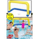 TOYFEST Deniz Havuz Şişme Futbol Su Topu Fileli Oyun Seti - 142 x 76 CM (52123)