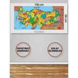 Toyfest Duvara Kendiliğinden Manyetik Yapışan Yazılıp Silinebilen Renkli Türkiye Haritası 118 x 56 cm