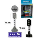 Toyfest Eds Li Sesli ve Işıklı 2 Parçalı Trafik Işık Seti 15 cm S00002551 - Renkli