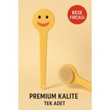 Toyfest Emoji Baskılı Uzun Saplı Kese Fırçası – Sırt Banyo Temizleme ve Peeling Masaj Fırçası - Sarı