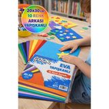 Toyfest Eva Yapışkanlı Renkli Fon Kartonu 20X30 cm 10’lu Set Hobi Okul El Işi Köpük Kağıt