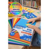 Toyfest Eva Yapışkanlı Renkli Fon Kartonu 20X30 cm 10’lu Set Hobi Okul El Işi Köpük Kağıt
