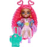 Toyfest Extra Fly Minis Travel Doll - Aksesuarlı Barbie Saçaklı Elbiseli Seyahat Bebeği - 14 cm