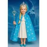TOYFEST Frozen Elsa 4’lü Prenses Kostüm Seti – Işıltılı Mavi Elbise + Peruk + Asa + Taç
