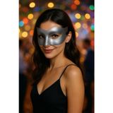 Toyfest Gri Metalik Parti Maskesi Yetişkin Kadın İçin Şık Kostüm Aksesuarı Maske Balosu Model
