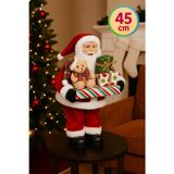 Toyfest Hediye Taşıyan Noel Baba Dekoratif Biblo Yeni Yıl Ev Ofis Süsleme Figürü 45 Cm