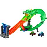 Toyfest Hot Wheels Monster Trucks Köpek Balığı ve Dinozor Korkunç Ejderhaya Karşı Oyun Seti JFR06