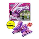 TOYFEST Inline 4 Teker Paten Pembe (34 - 37 Numara için Ayarlanabilir)
