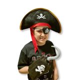 TOYFEST Kaptan Jack Sparrow Şapka - Kanca - Göz Maskesi 3 lü Çocuk Korsan Kostüm Seti