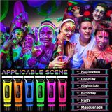 Toyfest Karanlıkta Parlayan Neonlu Glow Parti Yüz Boyası 6 Renk 6 Adet - Renkli