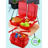 Toyfest Kilit Kapaklı 2 Katlı 4 Bölmeli Kaşık & Çatallı Dikdörtgen Lunch Box Beslenme Kutusu - Superman - Renkli
