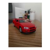 TOYFEST Kırmızı Nissan Skyline Gtr R34 Kapıları Açılabilen Çek Bırak Araba Welly 1:32 - 11.5 Cm