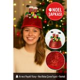 Toyfest Kırmızı Payetli Noel Şapkası – Çizme Figürlü, Ponpon ve Fiyonk Detaylı Her Yaşa Uygun Parti Aksesuarı