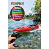 Toyfest Kırmızı Uzaktan Kumandalı Yarış Teknesi Motorlu USB Şarjlı 2.4 Ghz 60 M Menzil Sürat Teknesi 74 cm - Renkli