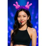 Toyfest KPop Korean Style Yılbaşı Yeni Yıl Koyu Pembe Tavşan Kulaklı Mor Işıltılı Sahne Şarkıcı Taç Aksesuar