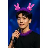 Toyfest KPop Korean Style Yılbaşı Yeni Yıl Koyu Pembe Tavşan Kulaklı Mor Işıltılı Taç Parti Sahne Aksesuarı