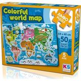 Toyfest Ks Games Colorful World Map 50 Parça Puzzle