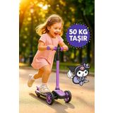 TOYFEST Kuromi Figürlü 3 Tekerlekli Çocuk Scooter - 50 KG TAŞIR