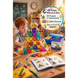 TOYFEST Magnetic Mıknatıslı 45 Parça Mini Manyetik Yapı Blokları 3,75 cm | 3D STEM Zeka Tasarım Oyuncağı