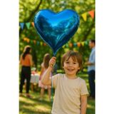 Toyfest Mavi Kalp Folyo Balon 18 inç 48x48 cm Parti Süsleme Doğum Günü Dekoratif Balon
