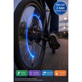 Toyfest Mavi LED Işıklı Sibop Kapağı Hareket Sensörlü Araba Bisiklet Motosiklet Tekerlek Işığı 2 Adet - Renkli