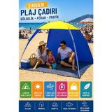Toyfest Mavi - Plaj Çadırı Tentesi 200X170X150 cm Yarı Otomatik Gölgelik Kamp Piknik Taşınabilir Tente