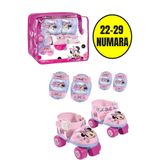 TOYFEST Minnie Çantalı Dizlik ve Dirseklikli 4 Teker Paten Seti -Pembe- (22 - 29 Numara için Ayarlanabilir)