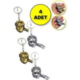 Toyfest Naruto 3D Büst Figür Metal Anahtarlık - 2 Adet Bakır Renk + 2 Adet Gümüş Renk 4 Lü Paket