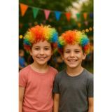 Toyfest Palyaço Peruk Rengarenk Kıvırcık Afro Gökkuşağı Bonus Çocuk Saç 120 Gr Parti Gösteri Peruğu