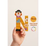 Toyfest Palyaçolu Ahşap N Harfi - Renkli ve Eğlenceli Tasarım (10 cm)