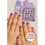 Toyfest Panda Temalı 12 li Yapışkan Stickerlı Kendi Çantasında Çocuk Takma Tırnak Seti- 5- 14 Yaş Arası