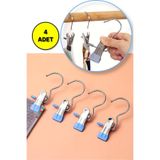 TOYFEST Paslanmaz Çelik Pantolon - Şal - Şapka - Fular - Atkı - Çanta Askısı Mandallı Askı - 4 ADET