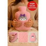TOYFEST Pembe Peluş Sıcak Su Torbası – Yumuşak, Güvenli ve Şık Saçlı Kız Model, 1 Litre