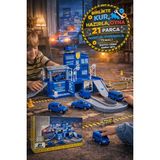 Toyfest Polis Garaj Oyuncak Seti 21 Parça Helikopterli Rampa Sistemli Kurulumlu Eğitici Otopark Oyunu - Renkli