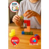 TOYFEST Renkli Şeffaf 7 Parçalı Mıknatıslı 3X3 Manyetik Küp Zeka Sabır Rübik Küpü