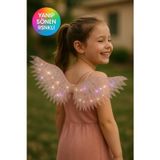 Toyfest Rose Renk Işıklı Melek Kanadı Çocuk Kostüm Aksesuarı Şeffaf Parlak Işıltılı Kanat - (3 - 7 Yaş)