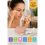 Toyfest Rose Renkli Kontakt Lens Kutusu Aynalı Seyahat Seti Cımbız Aplikatör Solüsyon Şişesi Rose 6x6x2.1 CM