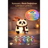 Toyfest Şarjlı Panda Gece Lambası 5 Renk Modlu Silikon Dokunmatik LED Çocuk Bebek Odası Işığı - yok - Renkli