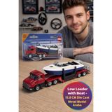 TOYFEST Siku 1613 Düşük Taşıyıcı Tır Tekne Taşıma Low Loader Metal Oyuncak Çekici Koleksiyonluk Mini 15.8 CM