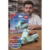 TOYFEST Siku Vespa 125 GTS Mint Yeşili Metal Model Scooter Motorsiklet Minyatür Mini Nadir Koleksiyon 5.6 CM