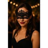 Toyfest Siyah Dantel Taçlı Göz Maske Kadın Masquerade Kostüm Aksesuar Parti Maskesi - Model 11