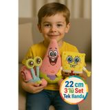 Toyfest Sünger Bob Patrick Gary Peluş Üçlü Paket 22 cm Yumuşak Oyuncak Seti Çocuk Hediyelik - 3 Lü Set
