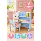 Toyfest Sylvanian Families Kar Tavşanı Kız Maisie Figürlü Çalışma Masası Oyun Seti 7,5 cm