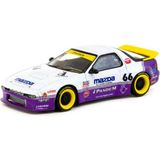 Toyfest Tarmac Works 1/64 Pandem Mazda Rx-7 FC3S White / Purple - Koleksiyonluk Metal Model Araba