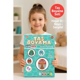 TOYFEST Taş Boyama Seti- Doğal Taşlar-Akrilik Boya-Fırça-Ahşap Hepsi Bir Arada Muhteşem Set