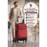 Toyfest U.S. Polo Assn 70 Cm Büyük Boy Bordo Valiz 112 Litre TSA Şifreli 4 Tekerlek Kumaş